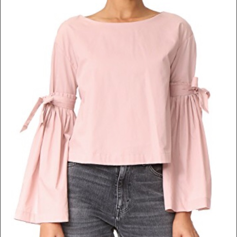 Free People Dusty Pink Bell Sleeve Tie Blouse - Picture 6 of 6
